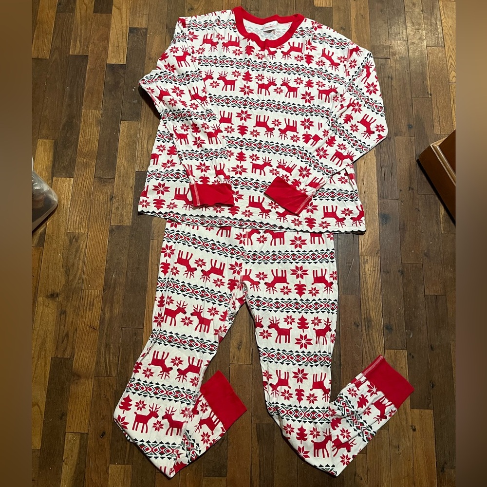Hanna Andersson Unisex Adult Holiday Dear Deer Long John Pajama Set, XXL